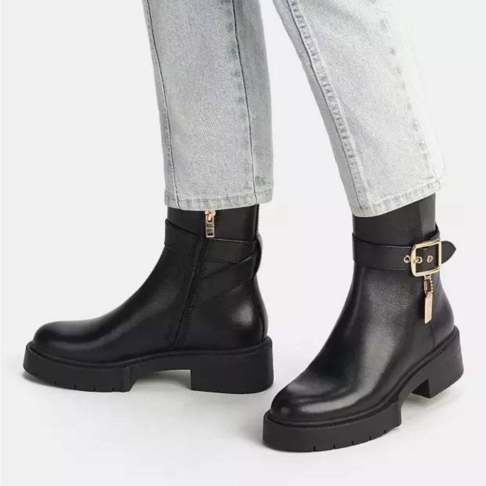 NEW Coach Lacey Leather Black Bootie Size 8.5